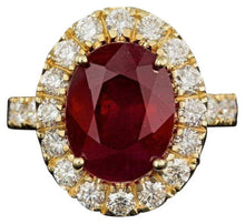 Load image into Gallery viewer, 9.00 Carats Natural Red Ruby and Diamond 14K Yellow Gold Ring