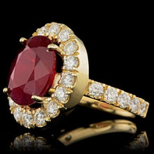 Load image into Gallery viewer, 9.00 Carats Natural Red Ruby and Diamond 14K Yellow Gold Ring