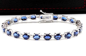 Very Impressive 16.24 Carats Natural Sapphire & Diamond 14K Solid White Gold Bracelet