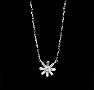 0.50Ct Stunning 14K Solid White Gold Diamond Necklace