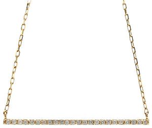 0.25Ct Stunning 14K Solid Yellow Gold Diamond Bar Necklace