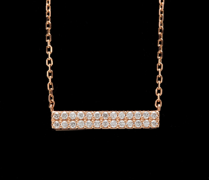 0.35Ct Stunning 14K Solid Rose Gold Diamond Bar Necklace