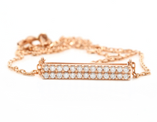 Load image into Gallery viewer, 0.35Ct Stunning 14K Solid Rose Gold Diamond Bar Necklace