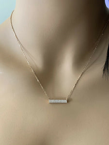 0.35Ct Stunning 14K Solid Rose Gold Diamond Bar Necklace