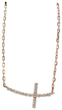 Load image into Gallery viewer, 0.25Ct Stunning 14K Solid Rose Gold Diamond Cross Necklace