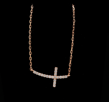 Load image into Gallery viewer, 0.25Ct Stunning 14K Solid Rose Gold Diamond Cross Necklace