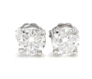 1.80ct Natural Diamond 14k Solid White Gold Stud Earrings