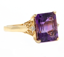 Load image into Gallery viewer, 5.08 Carats Natural Amethyst and Diamond 14k Solid Yellow Gold Ring