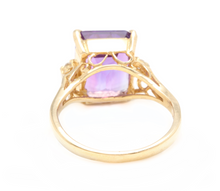 Load image into Gallery viewer, 5.08 Carats Natural Amethyst and Diamond 14k Solid Yellow Gold Ring