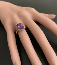 Load image into Gallery viewer, 5.08 Carats Natural Amethyst and Diamond 14k Solid Yellow Gold Ring