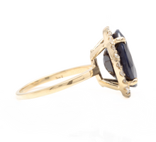 Load image into Gallery viewer, 7.50ct Natural Blue Sapphire and Diamond 14k Solid Yellow Gold Ring