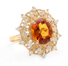Load image into Gallery viewer, 3.75ct Natural Madeira Citrine and Diamond 14k Solid Yellow Gold  Ring