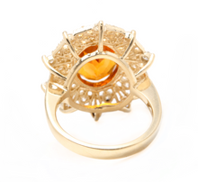 Load image into Gallery viewer, 3.75ct Natural Madeira Citrine and Diamond 14k Solid Yellow Gold  Ring