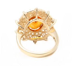 3.75ct Natural Madeira Citrine and Diamond 14k Solid Yellow Gold  Ring