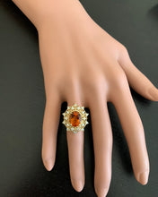 Load image into Gallery viewer, 3.75ct Natural Madeira Citrine and Diamond 14k Solid Yellow Gold  Ring