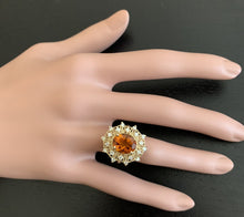 Load image into Gallery viewer, 3.75ct Natural Madeira Citrine and Diamond 14k Solid Yellow Gold  Ring