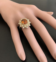 Load image into Gallery viewer, 3.75ct Natural Madeira Citrine and Diamond 14k Solid Yellow Gold  Ring