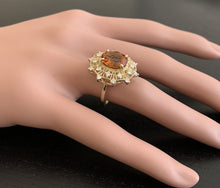 Load image into Gallery viewer, 3.75ct Natural Madeira Citrine and Diamond 14k Solid Yellow Gold  Ring