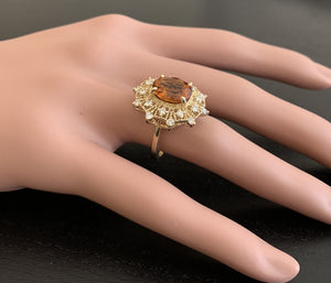 3.75ct Natural Madeira Citrine and Diamond 14k Solid Yellow Gold  Ring