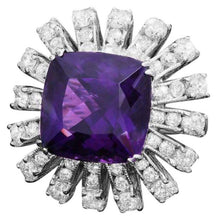 Load image into Gallery viewer, 12.60 Carats Natural Amethyst and Diamond 14K Solid White Gold Ring
