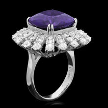 Load image into Gallery viewer, 12.60 Carats Natural Amethyst and Diamond 14K Solid White Gold Ring