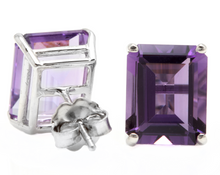 Load image into Gallery viewer, 7.45 Carats Natural Amethyst 14k Solid White Gold Stud Earrings
