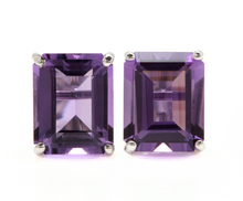 Load image into Gallery viewer, 7.45 Carats Natural Amethyst 14k Solid White Gold Stud Earrings