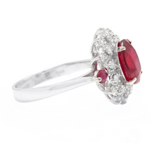 Load image into Gallery viewer, 6.65 Carats Natural Red Ruby and Diamond 14k Solid White Gold Ring
