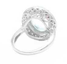 Load image into Gallery viewer, 6.90 Carats Natural Aquamarine and Diamond 18k Solid White Gold Ring