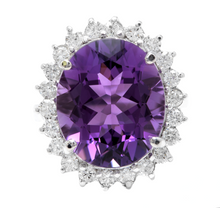 Load image into Gallery viewer, 10.85 Carats Natural Amethyst and Diamond 18k Solid White Gold Ring