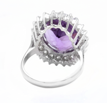Load image into Gallery viewer, 10.85 Carats Natural Amethyst and Diamond 18k Solid White Gold Ring