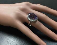 Load image into Gallery viewer, 10.85 Carats Natural Amethyst and Diamond 18k Solid White Gold Ring