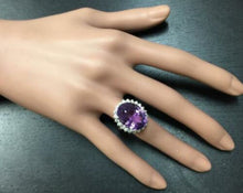 Load image into Gallery viewer, 10.85 Carats Natural Amethyst and Diamond 18k Solid White Gold Ring