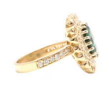 Load image into Gallery viewer, 4.45 Carats Natural Green Tourmaline and Diamond 18k Solid Yellow Gold Ring