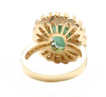 Load image into Gallery viewer, 4.45 Carats Natural Green Tourmaline and Diamond 18k Solid Yellow Gold Ring