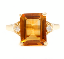 Load image into Gallery viewer, 4.08 Carats Natural Citrine and Diamond 14k Solid Yellow Gold Ring