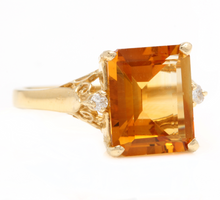 Load image into Gallery viewer, 4.08 Carats Natural Citrine and Diamond 14k Solid Yellow Gold Ring