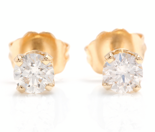 1.00ct Natural Diamond 14k Solid Yellow Gold Stud Earrings