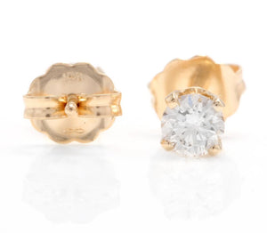 1.00ct Natural Diamond 14k Solid Yellow Gold Stud Earrings