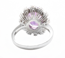 Load image into Gallery viewer, 5.20 Carats Natural Amethyst and Diamond 14k Solid White Gold Ring