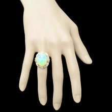 Load image into Gallery viewer, 12.70ct Natural Ethiopian Opal and Diamond 14k Solid Yellow Gold Ring
