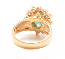Load image into Gallery viewer, 4.20ct Natural Emerald &amp; Diamond 18k Solid Yellow Gold Ring