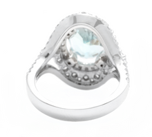 Load image into Gallery viewer, 6.00 Carats Natural Aquamarine and Diamond 14k Solid White Gold Ring