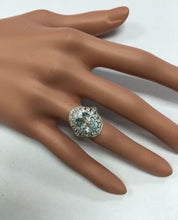 Load image into Gallery viewer, 6.00 Carats Natural Aquamarine and Diamond 14k Solid White Gold Ring