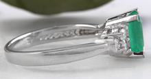 Load image into Gallery viewer, 2.35ct Natural Emerald &amp; Diamond 14k Solid White Gold Ring