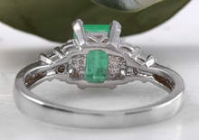 Load image into Gallery viewer, 2.35ct Natural Emerald &amp; Diamond 14k Solid White Gold Ring