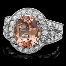 Load image into Gallery viewer, 6.20 Carats Natural Morganite and Diamond 14K Solid White Gold Ring