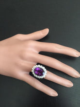 Load image into Gallery viewer, 9.10 Carats Exquisite Natural Amethyst and Diamond 14K Solid White Gold Ring