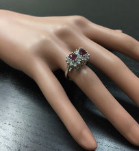 Load image into Gallery viewer, 2.80 Carats Gorgeous Natural Ruby and Diamond 14K Solid White Gold Ring