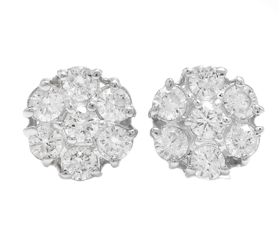 1.15ct Natural Diamond 14k Solid White Gold Earrings